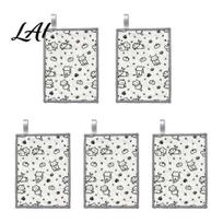 Stubborn Stain Kitchen Scrubber 5Pcs Cleaning Rags Double-Sided Cartoon Cotton Gauze Steel Wire Oil-Repellent Rag for Oil Stains Non-Scratch
