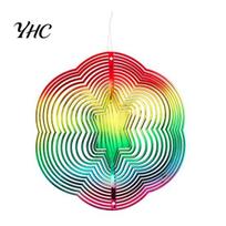 Reflective Hanging Device Hexagon 3D Colorful Wind Spinner Bird Reflector Highly Indoor Outdoor Garden Yard Farm Chime Deterrent Ornament Pendant