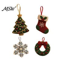 Beaded Christmas Decorations Bead Craft Kit, Ornament DIY Create Tree Snowflake Handmade Ornaments Wreath Stocking, Festive Kit for Adults, 1 Set