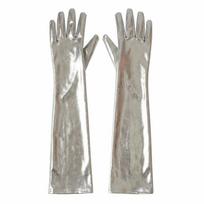 Hip Hop Long Gloves Solid Color Etiquette Mittens Elastic Patent Leather Gloves  Women sidabras