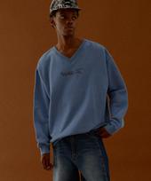 Mc Wood Gun Akarit 3320 V-Neck Oversized Grayish Blue Sweatshirt L