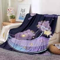 Cute Bubu and Dudu Series Blanket Cartoon Print Kids Warm Flannel Soft Comfortable Home Travel Blanket Bed Blanket Birthday Gift Size: 75*100cm, Weight: 230 GSM