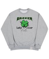 Graver [Unisex] Lucky Clover Center Sweatshirt_Gray Grey_Black Logo/S