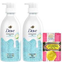 Dove Glacier Sea Salt White Grapefruit Shower Gel & Rose Soap Bundle