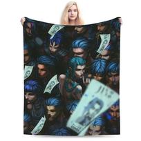 Anime Jinx Arcane Super Soft Blanket 3D Print Picnic Plush Throw Blanket Fashion Bedroom Flannel Bedspread Sofa Bed Cover Size: 75*100cm, Weight: 230 GSM