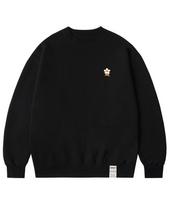 Graver [Unisex] Head Flower Bear Smile Sweatshirt_Black Black/S