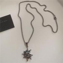Punk Vortex Sun Cross Pendant Chain Bead Necklace For Men Women Hip Hop Vintage Y2K Grunge Gothic Charm Jewelry EMO Accessories