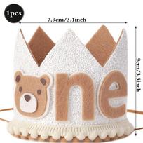 Boho Felt Teddy Bear Party Decor Happy Birthday Banner 1-3st Birthday Hat Foil Balloons Set Baby Shower Woodland Theme Supplies