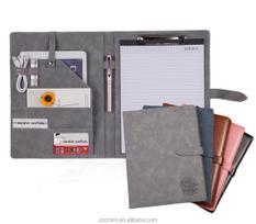 Leather Padfolio Portfolio Binder Clipboard Document Organizer with Business Card Holder 2 Letter Notepads Office Stationery A4 (Gray,L) pilka spalva