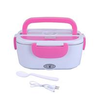 1.5L Portable Food Warmer 40W Heated Bento Box Practical Electric Lunch Box  For Camping rožinė