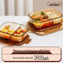 Microwave-Safe Glass Partitioned Bento Box