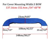600D Bimini Top Boot Cover 3 Bow No Frame Waterproof Yacht Boat Cover with Zipper Anti UV Dustproof Cover Marine Accessories 3BOW 54-60W BU