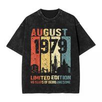 Streetwear Washed T Shirt August 1979 Limited Edition 45 Years Of Being Simple T Shirts Tee Shirt for Male Summer Y2K Tees S įvairiaspalvis