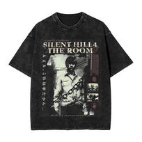 Oversize SILENT HILL 4  Apparel T Shirt For Men Women Clothing Vintage Washed Cotton Tee Shirt Hip Hop Fashion Tshirt Tops S įvairiaspalvis