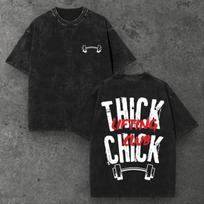Womens Thick Chick Barbell Oversized T Shirt Black Y2K Gym Aesthetic S-2XL S įvairiaspalvis