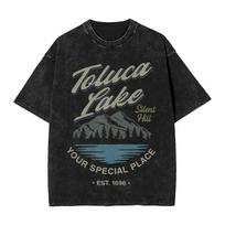 Toluca Lake Silent Hill T Shirts Hip Hop Washed Short Sleeve Oversize T-Shirts Horror Game Men Tops Streetwear Printed Tops Tees S įvairiaspalvis