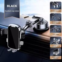 SEAMETAL Car Phone Holder Suction Cup Stand Gravity Dashboard Phone Mount Stand GPS Universal For iPhone 15 14 13 Xiaomi Samsung BLACK 1PC
