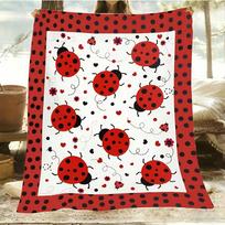 Ladybug Pattern Flannel Blanket 2D Single Print Red Home Decor Soft Accessory Cute Insect-Themed Durable Stylish Living Room Use Size: 75*100cm, Weight: 280 GSM red