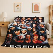 Rapper Eminem Tupac 20pac Hip Hop Rap God Flannel Blanket Soft Warm Throw Blanket for Bedroom Living Room Bed Travel Picnic Size: 75*100cm, Weight: 230 GSM