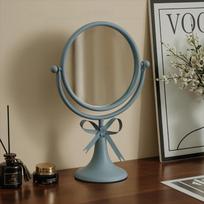 Light Luxury Makeup Mirror 360° Rotatable Desktop Stand Mirror Creative Bow Vanity Mirror  TableTop mėlyna