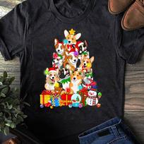 Funny Corgi Christmas Tree Lights Puppy Corgi Dog Lover, Retro Vintage Corgi, Corgi Mom, Pembroke Welsh Corgi, Corgi Dog Tee L