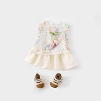 Tulip Pattern Sleeveless Baby Romper Dress Infant Toddler Kids Summer Casual Clothing 73CM balta