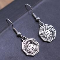 Vintage Religion Chinese Tai Chi Taoist Buddhism Buddha Lotus Dangle Earring Drop Earring For Women Girl Gift