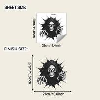Hole 3D Halloween Stickers - Grim Reaper Skull Bathroom Stickers - Bathroom Decoration for Beautifying The Toilet Stickers fun-m611