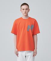 A Cock Low-Cut Fabric Patch Half T-Shirt [Orange] Orange/M