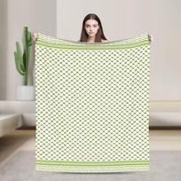Olive Green Palestine Keffiyeh Super Warm Blanket Students Plush Bedding Throws Pattern Outdoor Flannel Bedspread Sofa Bed Cover Size: 75*100cm, Weight: 230 GSM