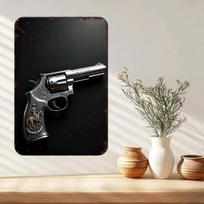 Western Revolver Metal Tin Sign Vintage Wall Art for Man Cave Bar Home Decor 20X30CM