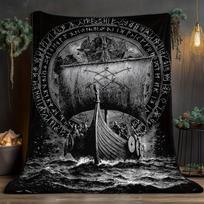 [Viking Pirate Ship Blanket] 1pc Viking Pirate Ship Portable Blanket - Lightweight Flannel All-Season Soft Warm Throw with Size: 75*100cm, Weight: 230 GSM