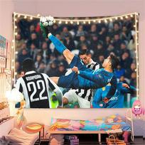 Cristiano Ronaldo Fono Audinys Futbolo Žvaigždės Fonas Kabinamas Audinys Įvairių Dydžių Bendrabučio Sienos Dekoracija Sieninė Gobelenas 100X70CM blue