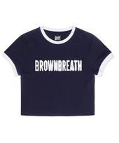 Brown Bless W Bb Type Crop Ringer Tee - Navy Navy/S