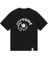 Graver [Unisex] Blossom Flower Tornado Short Sleeve T-Shirt_Black Black_White Logo/S