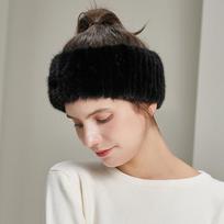High Quality Real Mink Fur Headband for Winter Women Wool Knit Hair Band Girls Head Ears Warmer Factory Handmade Fur Headband juoda