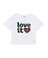 Cargo Bros For Woman Vintage Check Heart Short Sleeve T-Shirt (White) Free