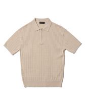 Analog Mood Cable Half Zip Collar Short Sleeve Knit (Beige) Free