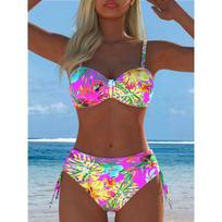 New Split Print Slim Bikini Suit Female European and American Sexy Swimsuit S