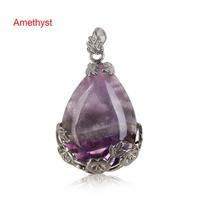 Water Drop Gemstone  Crystal Stone Amethyst Agate Natural Quartz Opal Turquoise Necklaces Pendants Black Agate