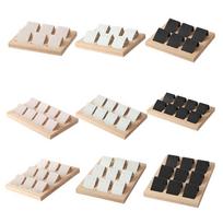 Medinis auskarų kortelių laikiklis su papuošalų priedų dėklu, 6 poros juodos spalvos 6 Pair Black