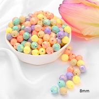30 g/maišelis Ledų spalvos karoliukai akrilo karoliukai tarpiniai rutuliniai karoliukai, skirti pasidaryk pats apyrankėms, papuošalams gaminti 8mm 118pcs