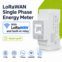 LoRaWAN Vienfazis elektros skaitiklis | Kelių tarifų | Integruota relė