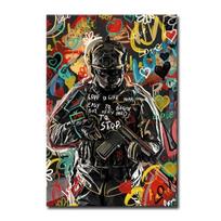 Graffiti menas, aliejinė tapyba, meilė kaip karas, lengva pradėti, bet sunku sustabdyti. Šiuolaikinės namų apdailos sienos 21cm×30cm NoFrame