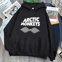Harajuku Vintage ARCTIC MONKEYS Garso banga marginti gobtuvai Vyriški rudens megztiniai Muzika Kpop riedlenčių megztiniai su gobtuvu S juoda