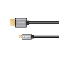 HDMI 2.0 – Micro HDMI kabelis 180cm, 4K 60Hz, HDR, 3D, 18Gbps, HDCP 2.2 – Kruger & Matz Basic serija