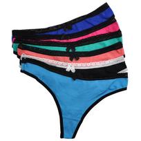 Women's Thongs Cotton G-strings Sexy Lace T-Back Panties Woman Underwear Women Ladies Panties 6 Pcs M