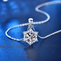 Moissanite snaigių pakabukų karoliai moteriai, 925 sterlingų sidabro mergaitės deimantų karoliai, puikūs papuošalai, vestuvių sužadėtuvių dovana 45cm