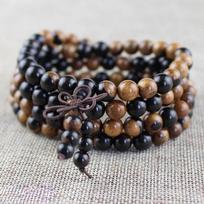 Natural ebony Tibetan Buddha Multilayer 108 Bead Black Bracelet Sandalwood Charm Bracelets Yin Yang Gossip For Men Wood Jewelry juoda