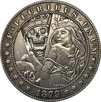 1879 m. JAV JUNGTINĖS AMERIKOS VALSTIJOS Skull Beauty Hobo Nikelio atminimo kolekcionuojami suvenyrai Sidabrinės monetos